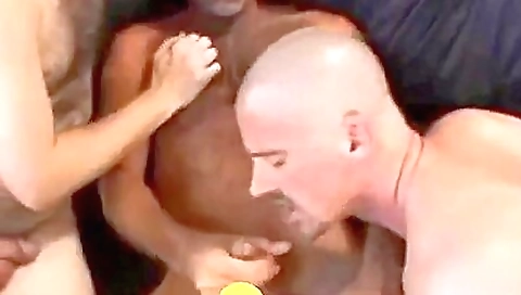 Shaky blond is fucked by two men